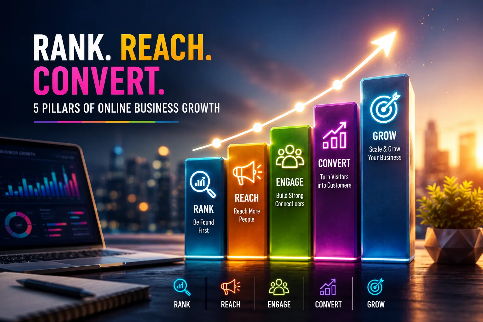 Rank, Reach, Convert: 5 Pillars of Online Business Growth